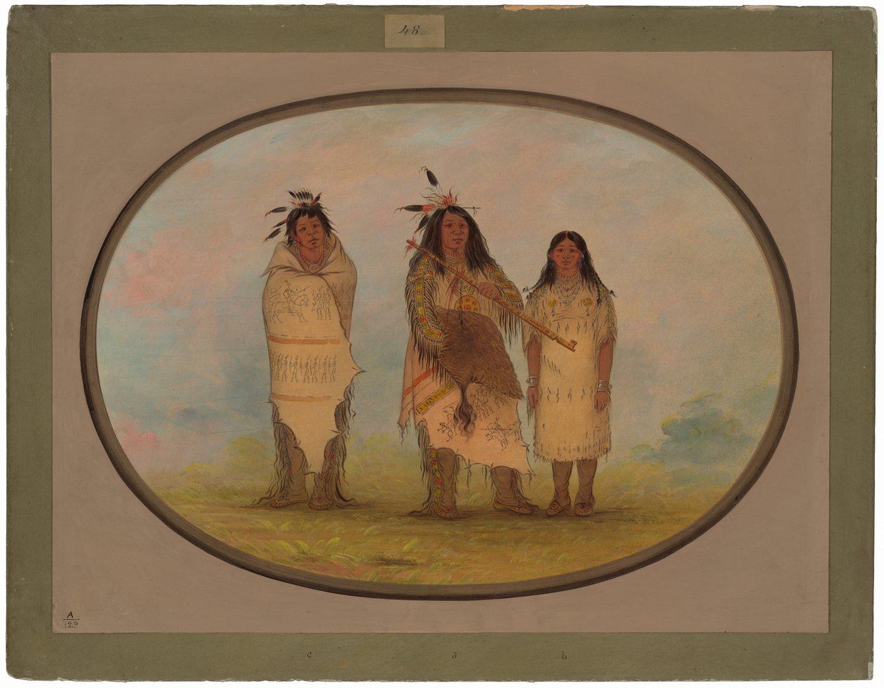 En cheyennehøvding, hans kone og en medicinmand af George Catlin