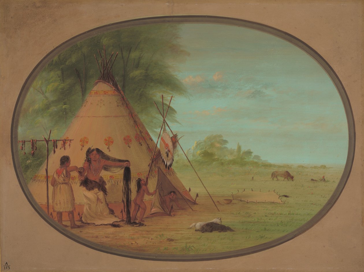 A Crow Chief at His Toilette, 18611869. af George Catlin