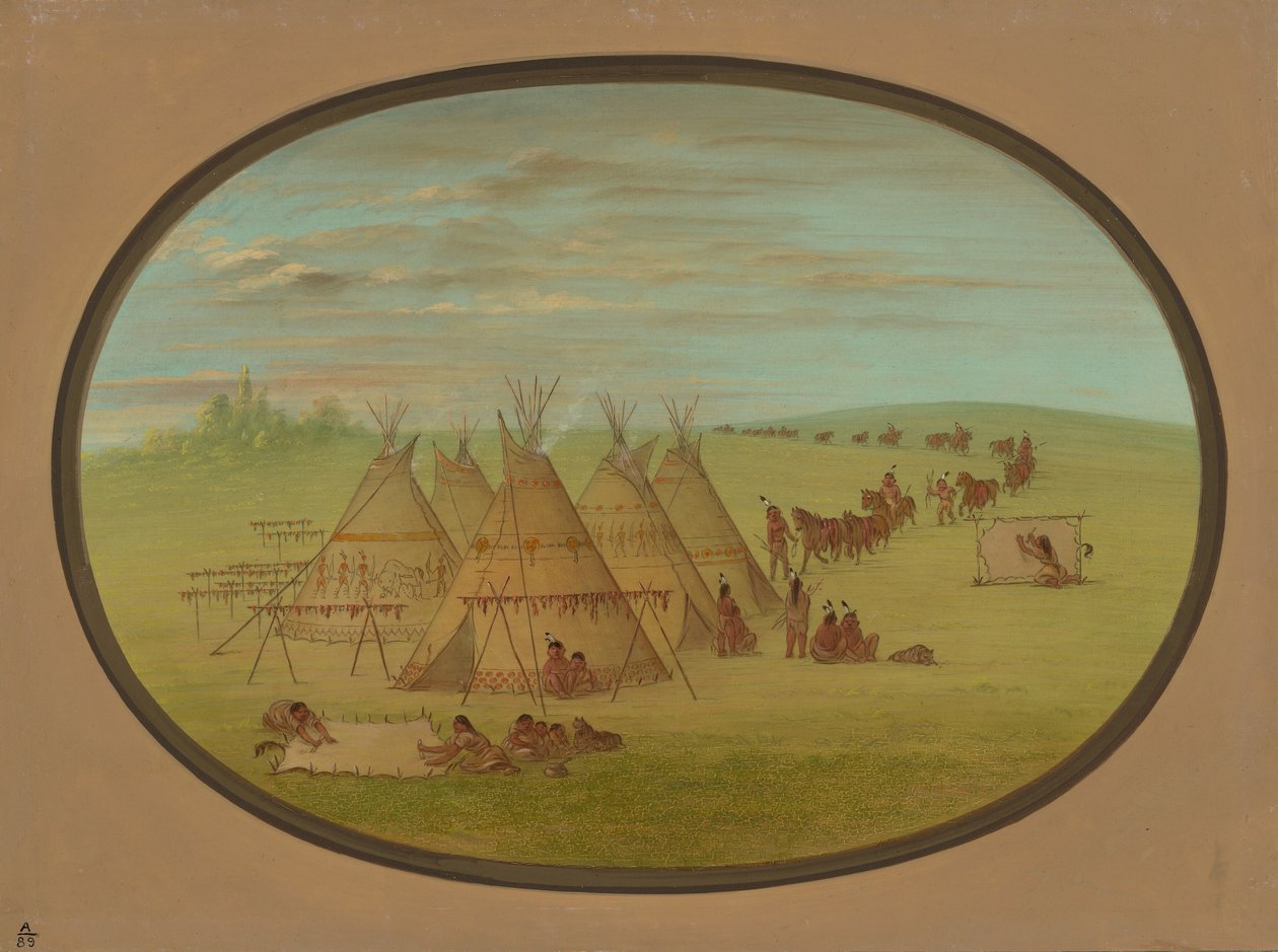 A Little Sioux Village, 18611869. af George Catlin