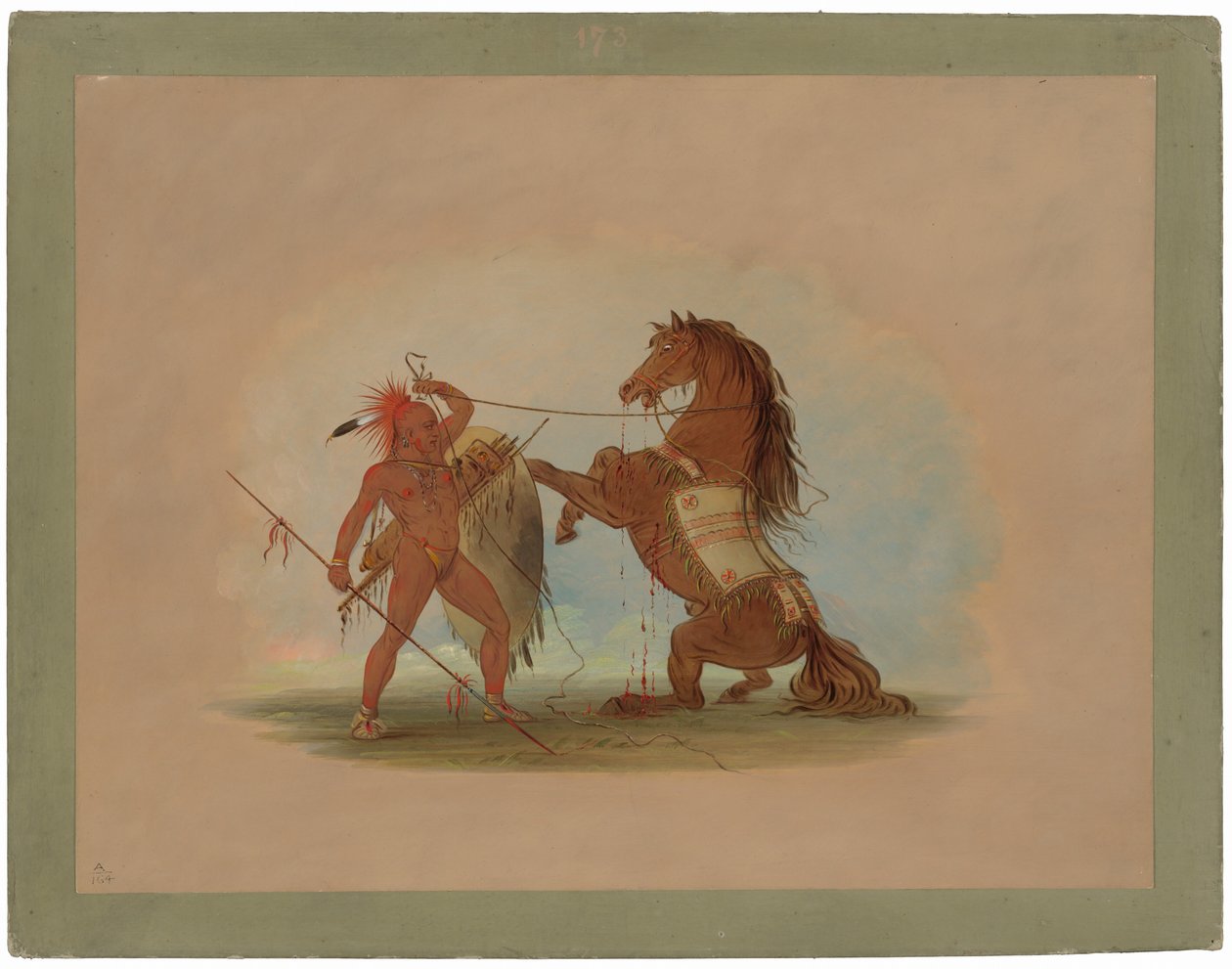 En Pawnee-kriger, der ofrer sin yndlingshest af George Catlin
