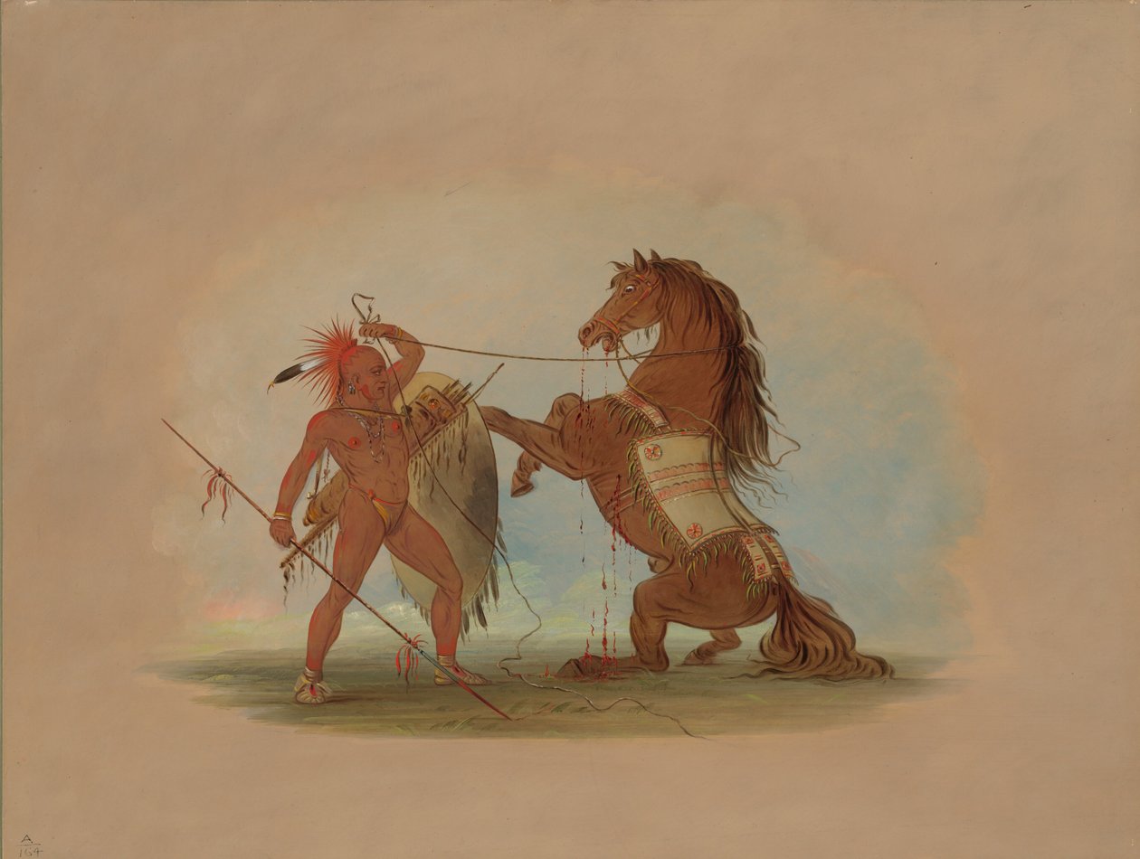 En Pawnee-kriger, der ofrer sin yndlingshest, 18611869. af George Catlin