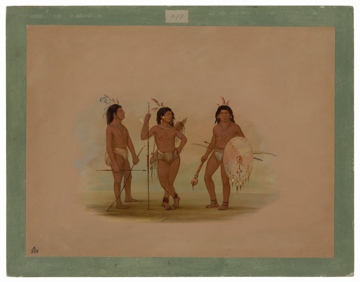 En Puelchee-høvding og to unge krigere af George Catlin