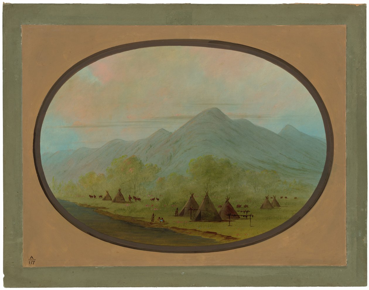 En lille kragelandsby af George Catlin