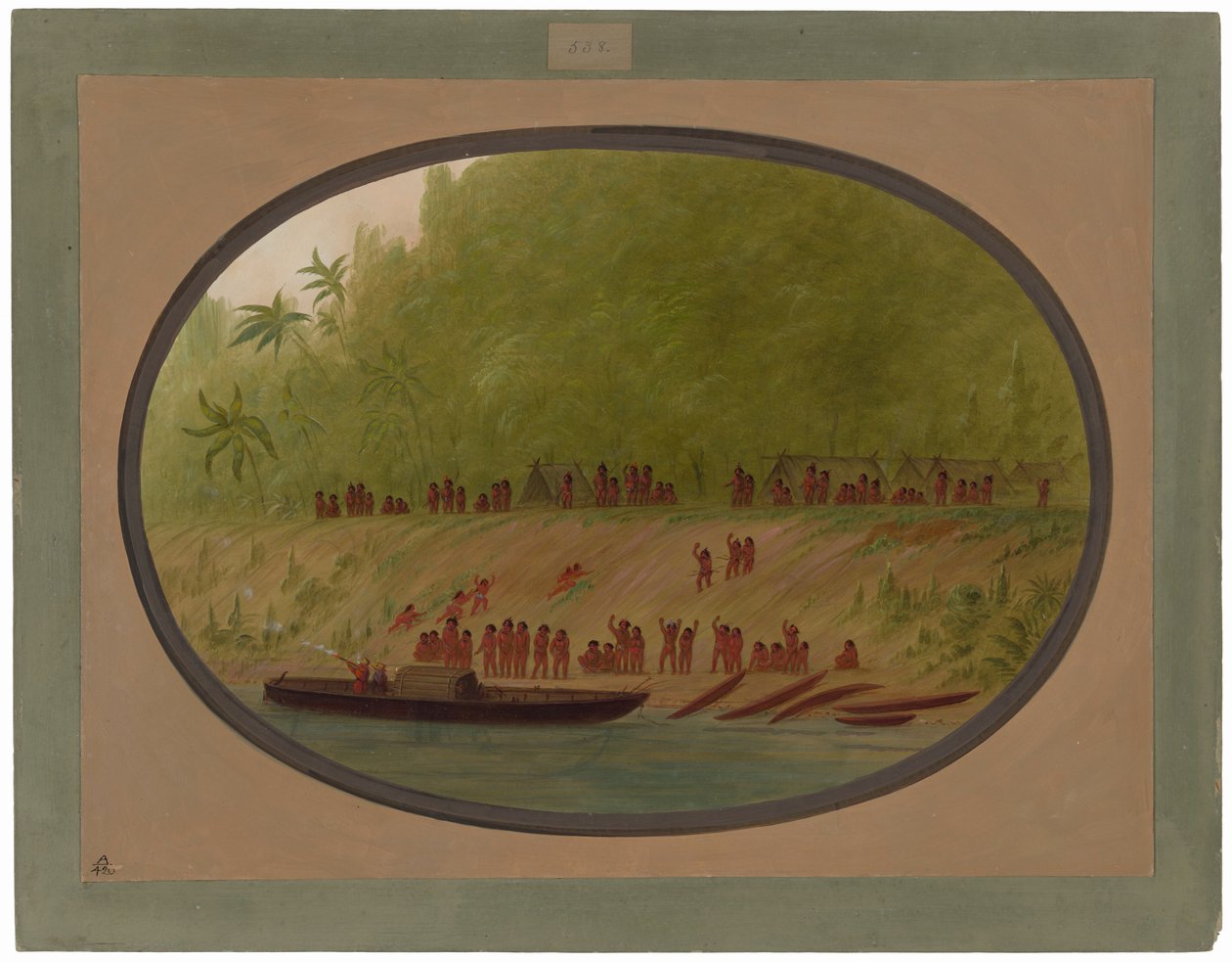 En lille Orejona-landsby af George Catlin