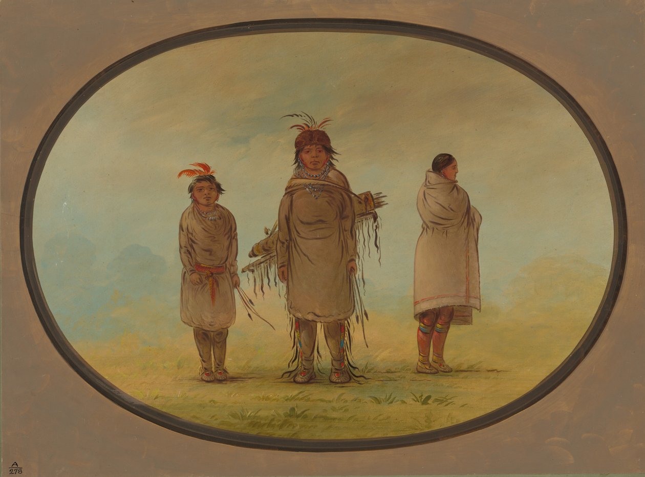 En stenkriger, hans kone og en dreng, 18551869. af George Catlin