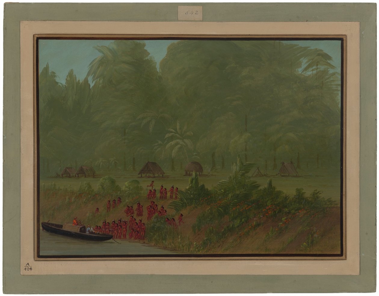 En Yahua-landsby af George Catlin