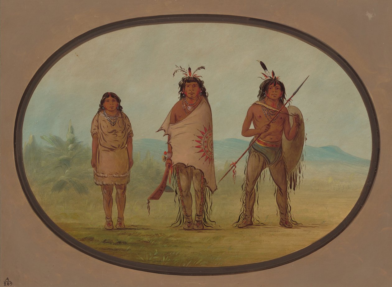 En Yuma-høvding, hans datter og en kriger, 18551869. af George Catlin