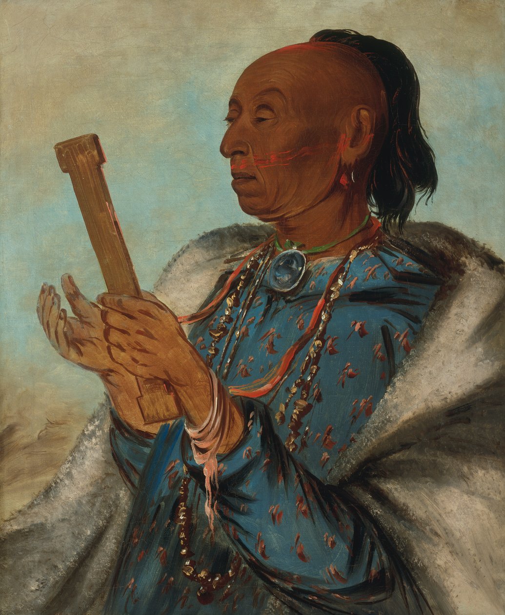 Ah-tón-we-tuck, Cock Turkey, Repeating His Prayer, 1830. af George Catlin