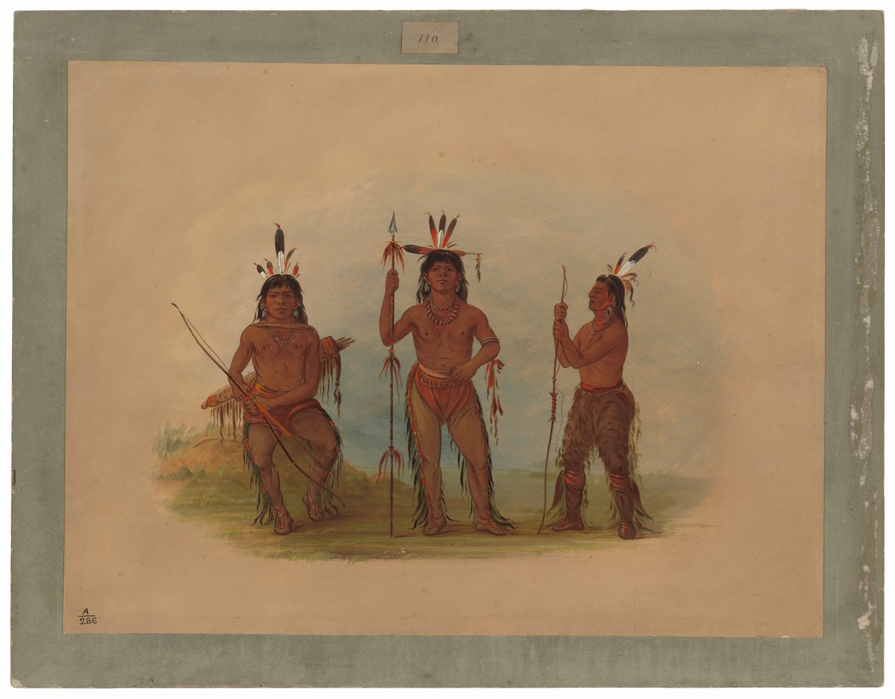 Alaeutisk høvding og to krigere af George Catlin