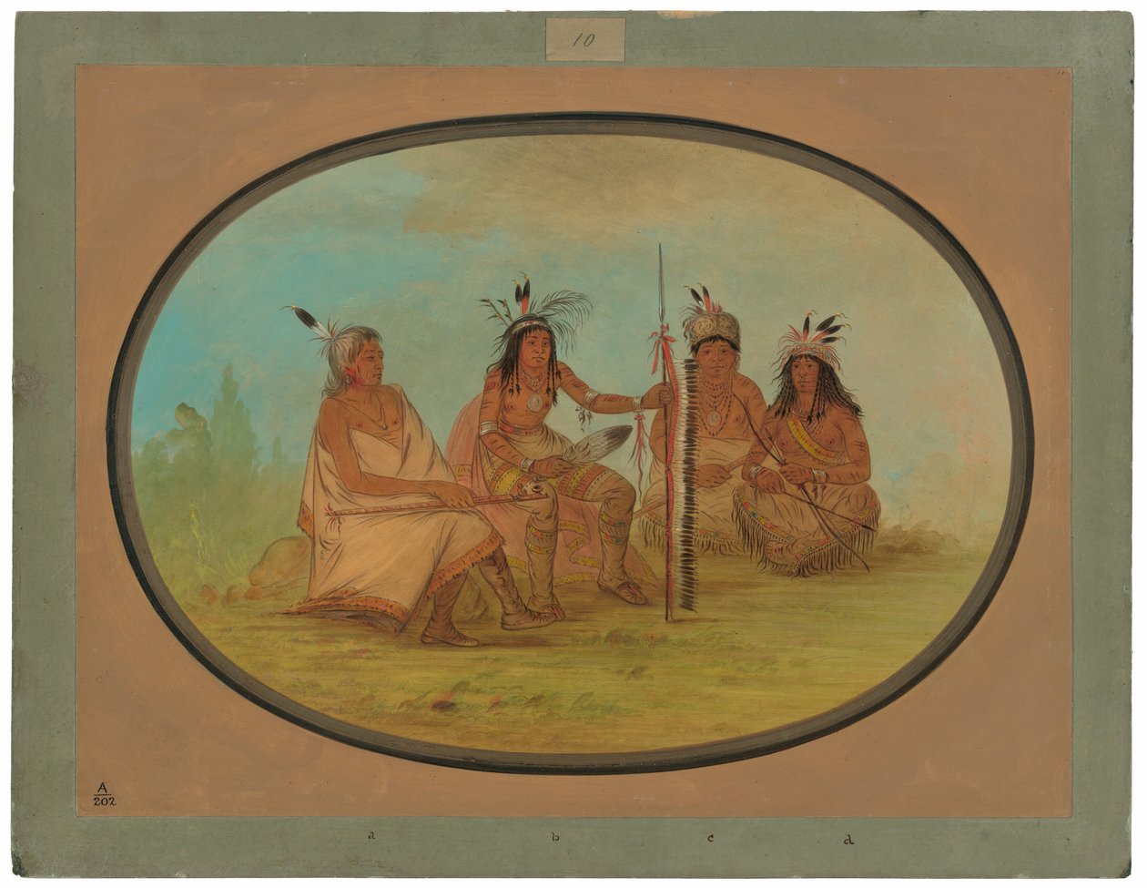 En gammel Ojibbeway-høvding og tre krigere af George Catlin