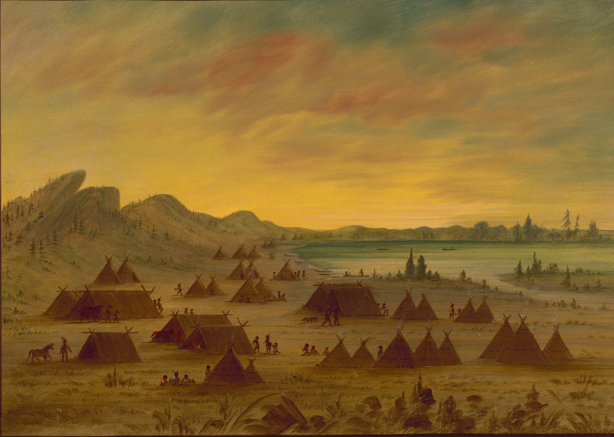 En Apachee Village, 18551869. af George Catlin