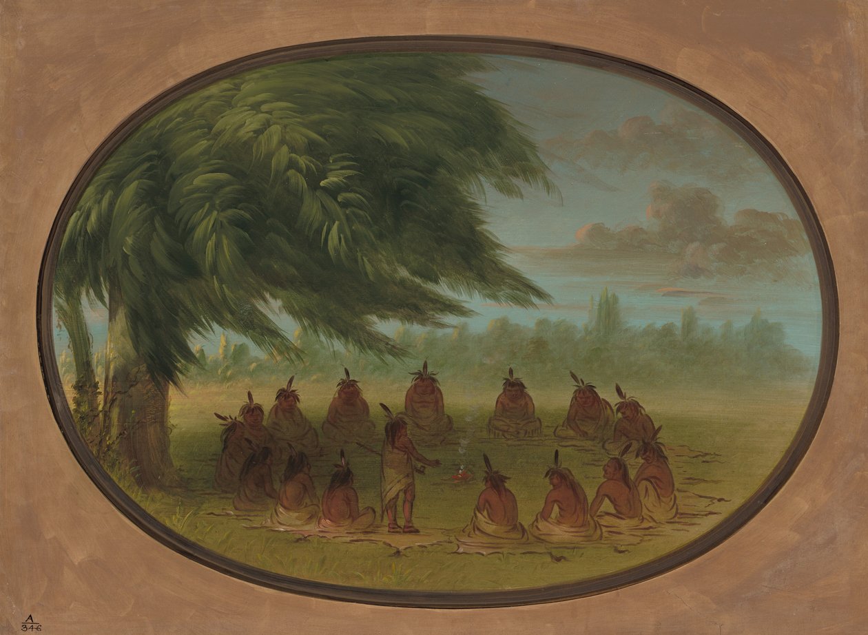 An Indian Council - Sioux, 18611869. af George Catlin