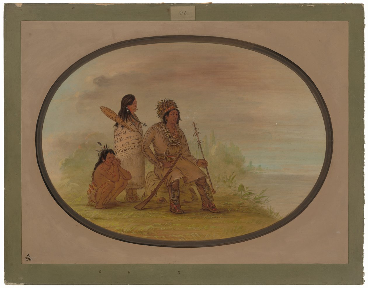 En gammel Nayas-indianer, hans barnebarn og en dreng af George Catlin