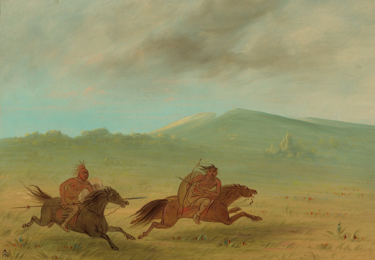 An Osage Indian Pursuing a Camanchee, 18611869. af George Catlin