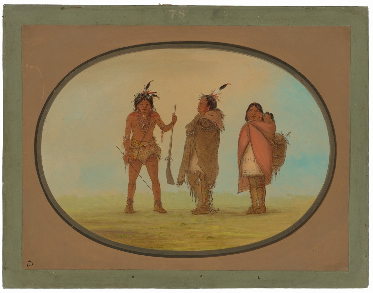 Arapaho-høvding, hans kone og en kriger af George Catlin
