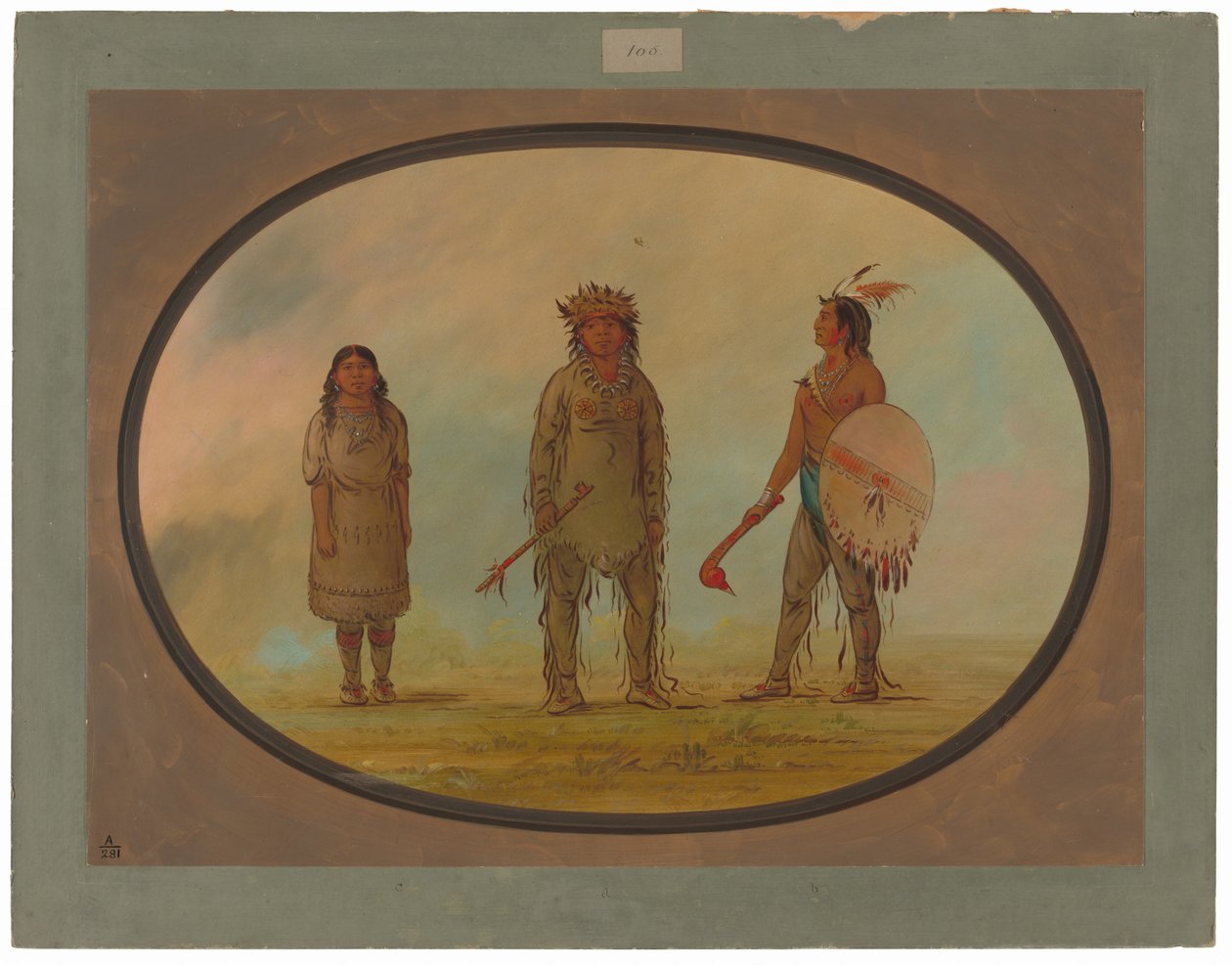 Athapasca-høvding, hans kone og en kriger af George Catlin