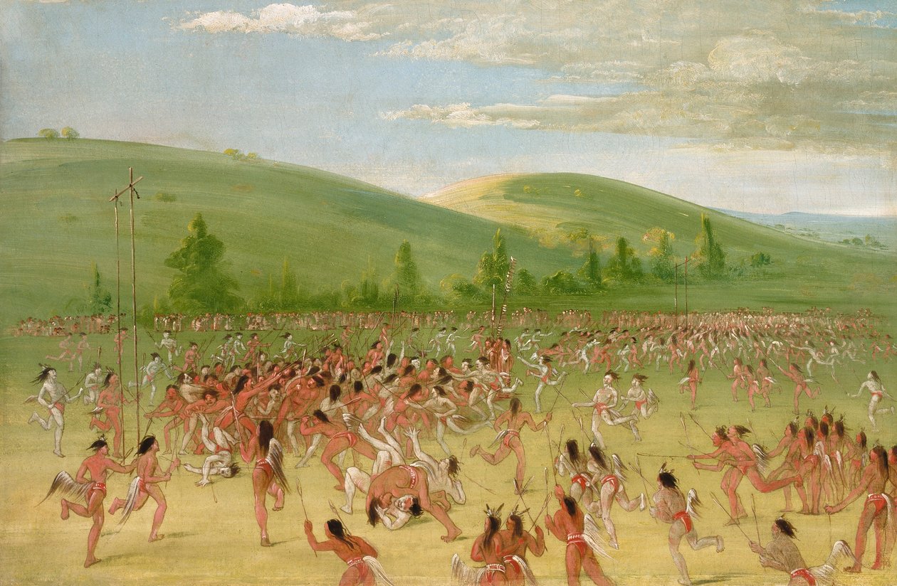 Choctaw-folkets boldspil - bolden op af George Catlin