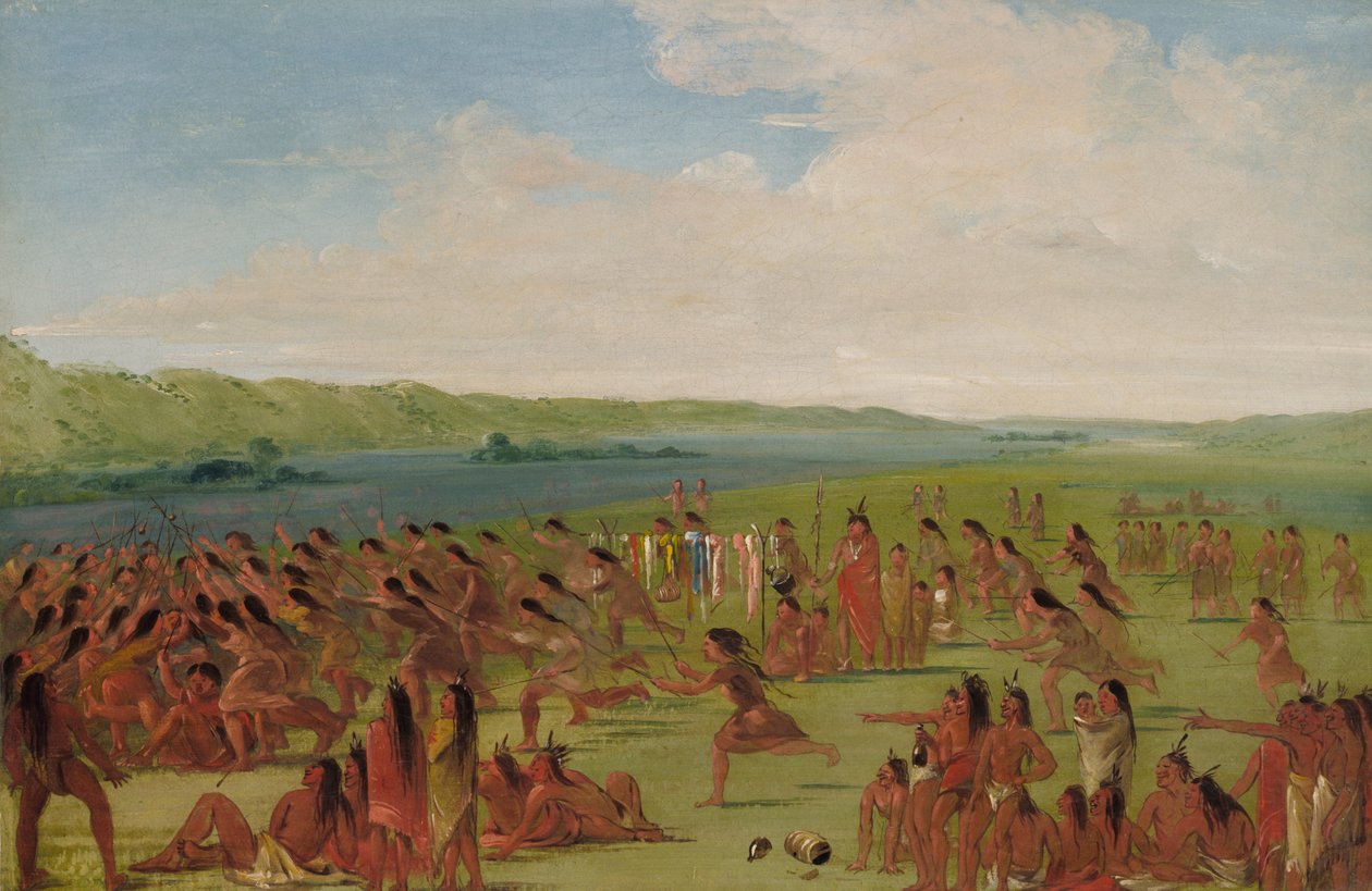 Kvindernes boldspil, Prairie du Chien, 1835-1836. af George Catlin