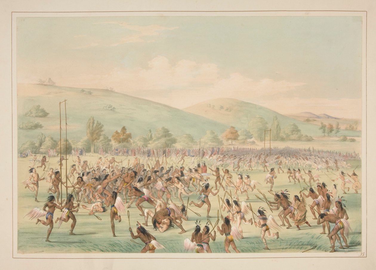 Boldspil, pl. 23 fra North American Indian Portfolio af George Catlin
