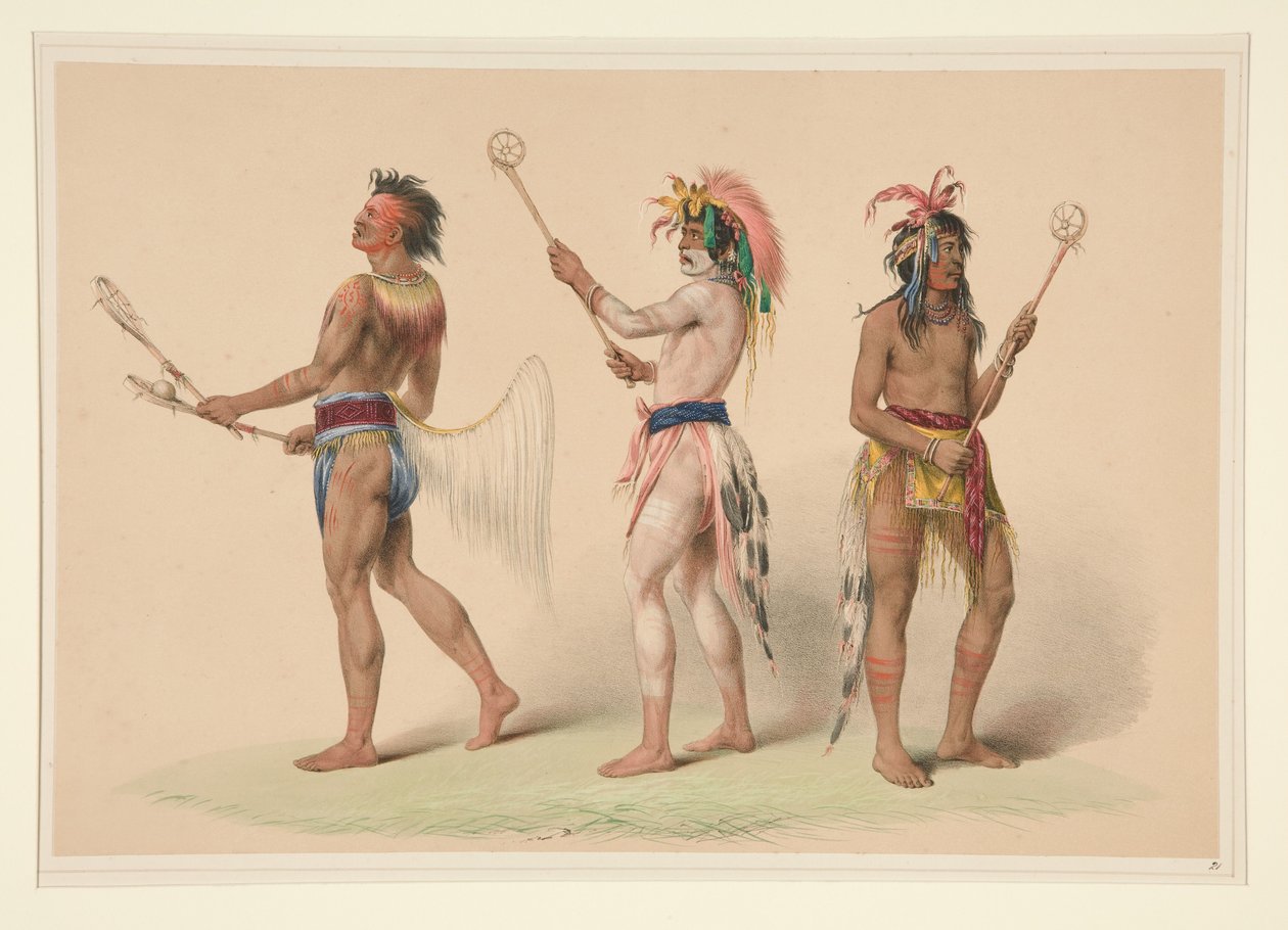 Boldspillere, planche 21 fra porteføljen om nordamerikanske indianere af George Catlin