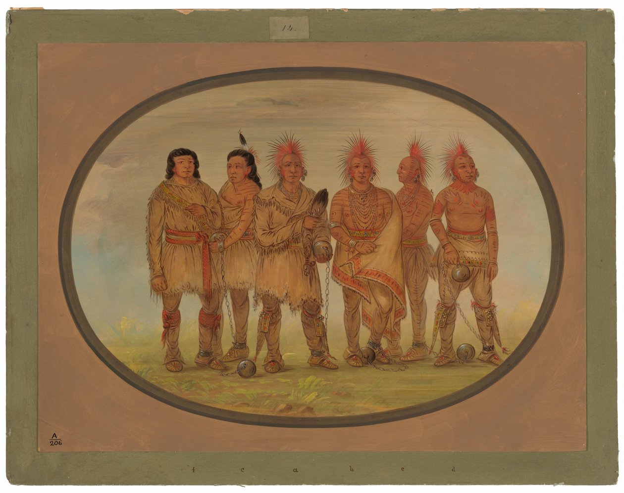 Black Hawk og fem andre Saukie-fanger af George Catlin