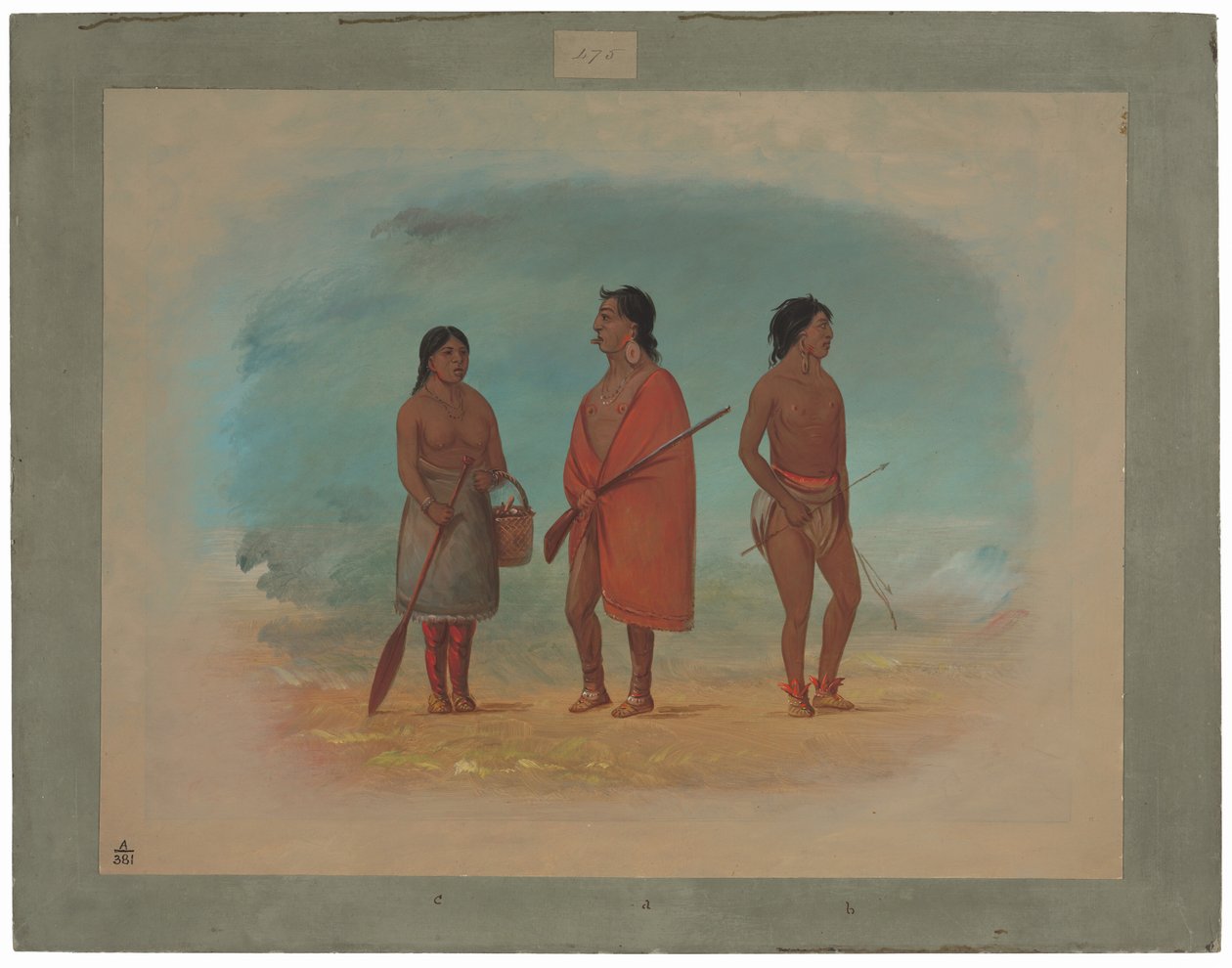 Botocudo-høvding, hans kone og en ung mand af George Catlin