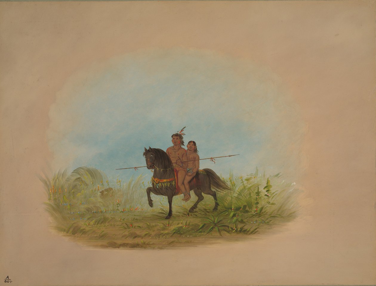 Brud og brudgom til hest - Connibo, 18541869. af George Catlin
