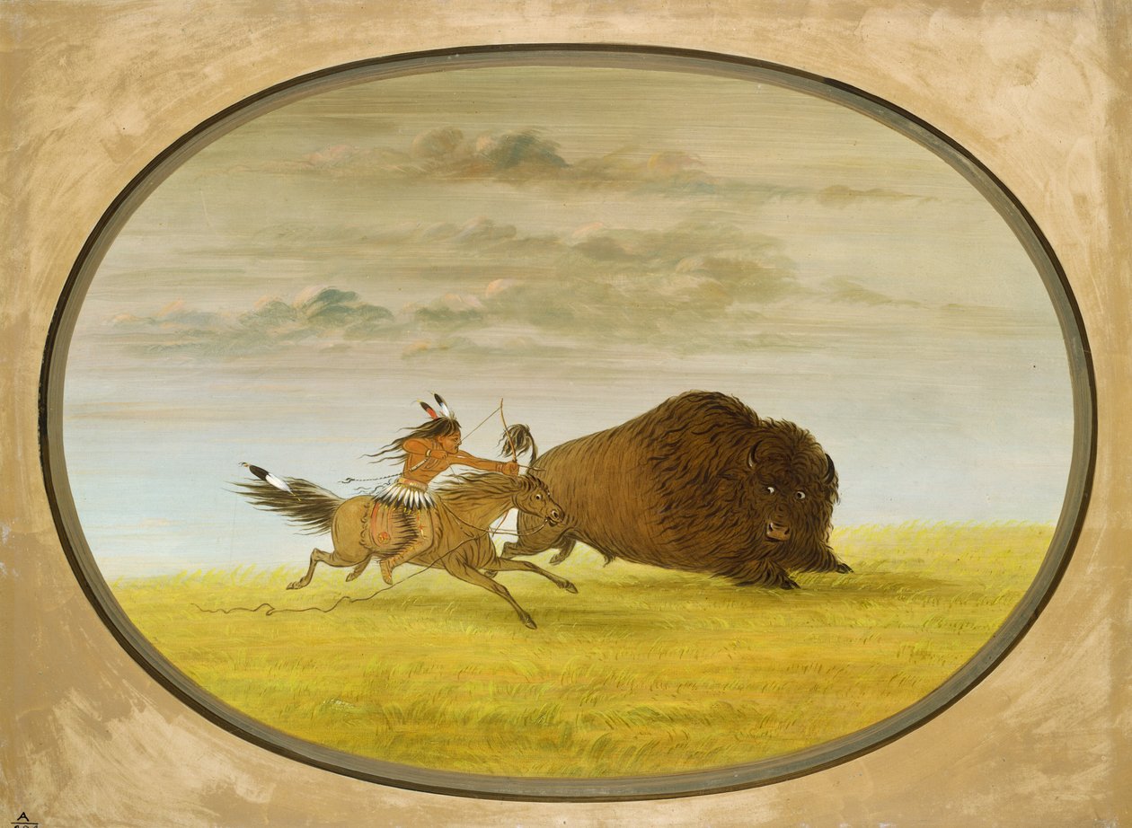 Buffalo Chase af George Catlin