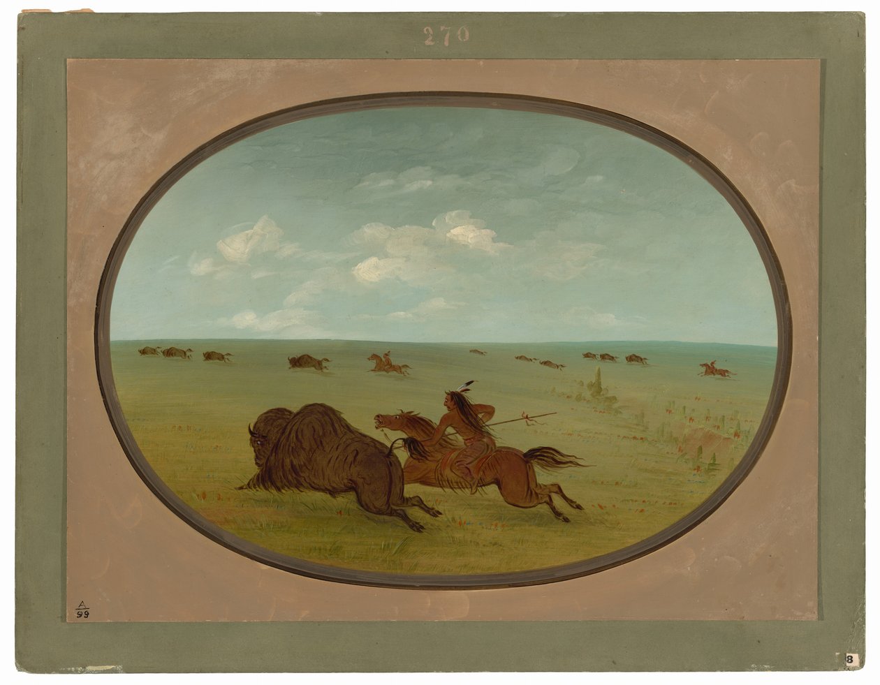 Buffalo Chase, Sioux-indianere, Øvre Missouri af George Catlin