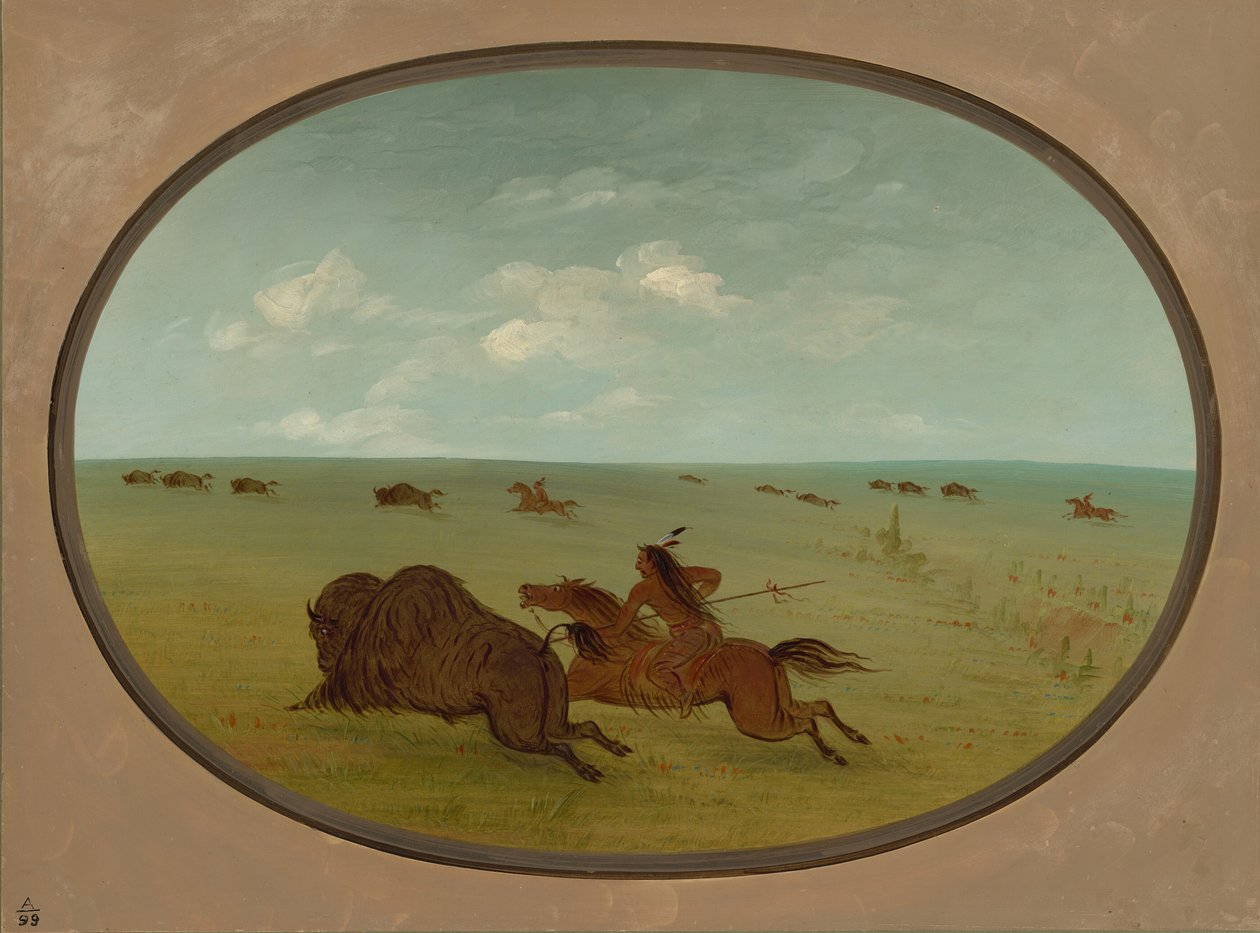 Buffalo Chase, Sioux Indians, Upper Missouri, 18611869. af George Catlin