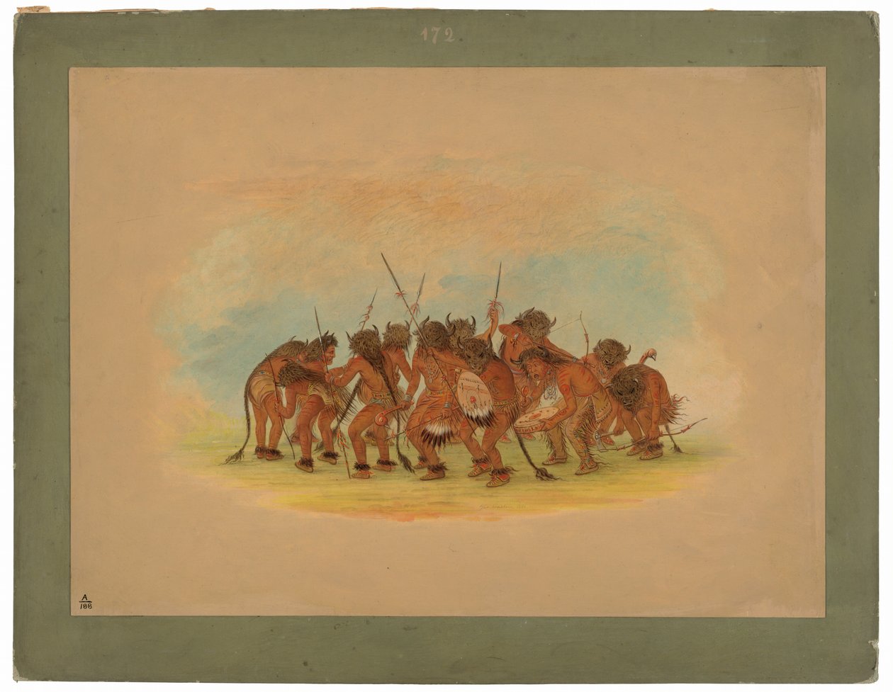 Buffalo Dance - Mandan af George Catlin