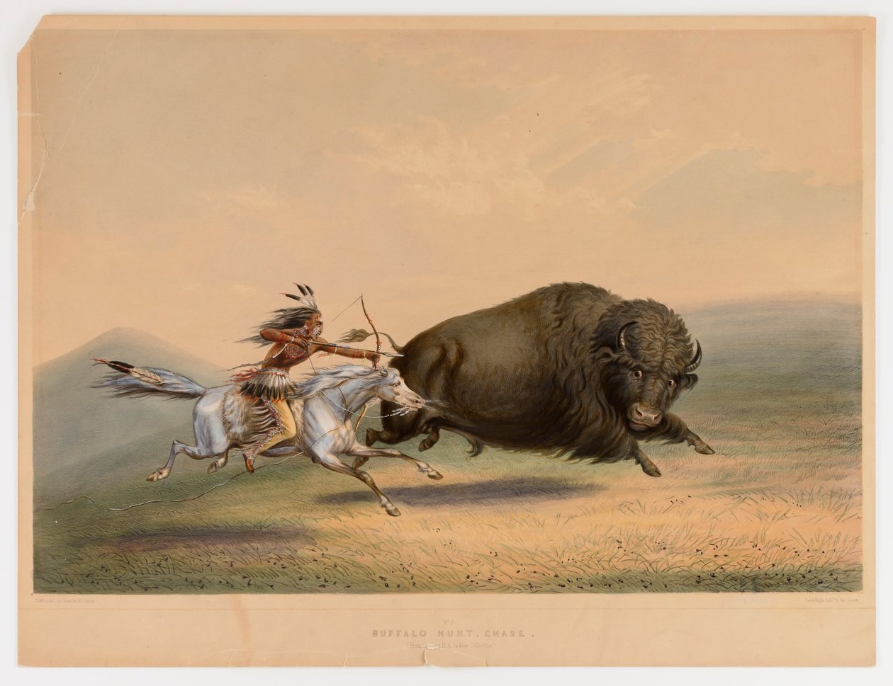 Bøffeljagt, jagt nr. 5 af George Catlin
