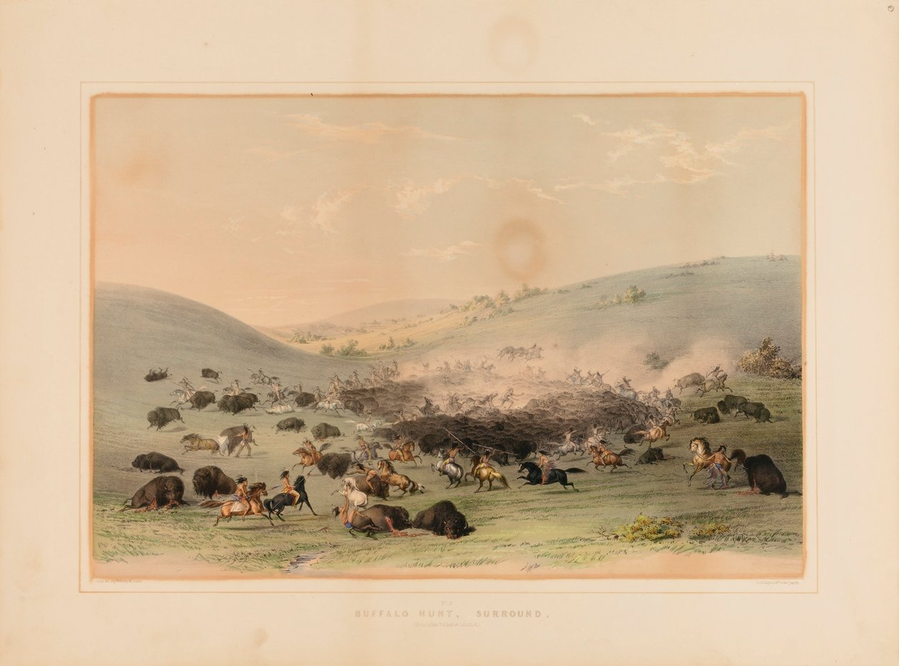 Buffalo Hunt Surround - nr. 9 af George Catlin