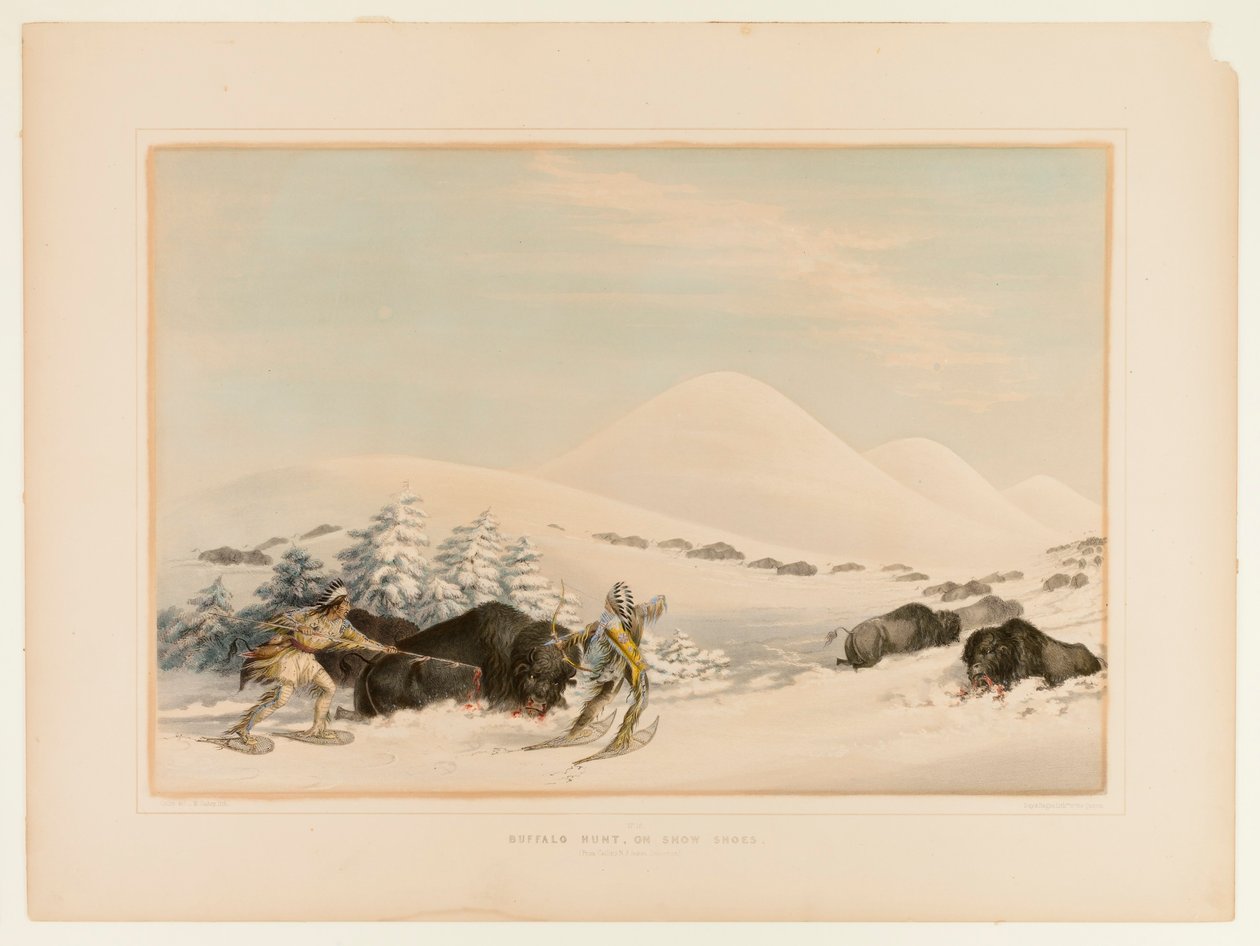 Bøffeljagt på snesko - nr. 15 af George Catlin