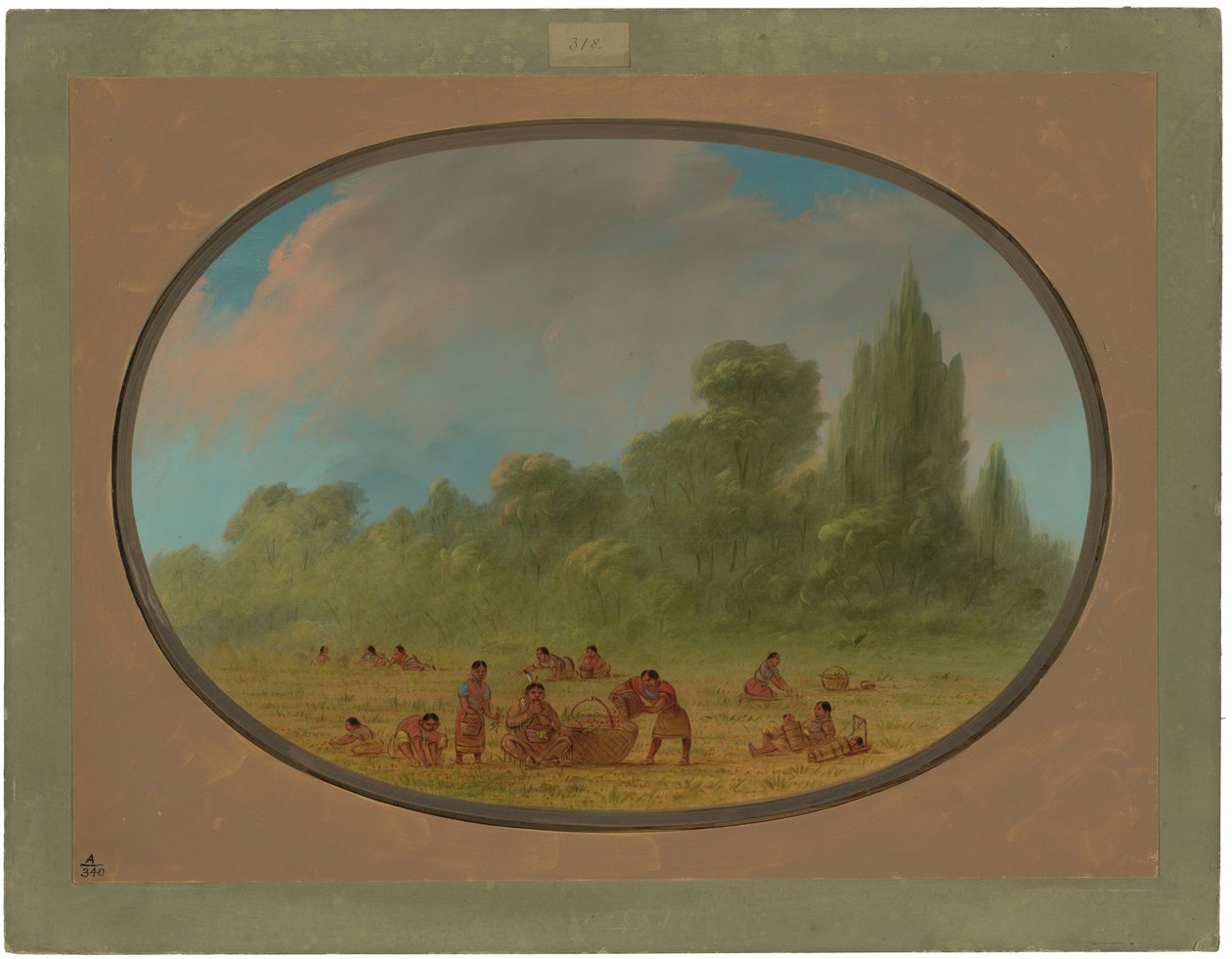 Caddo-indianere samler vilde jordbær af George Catlin