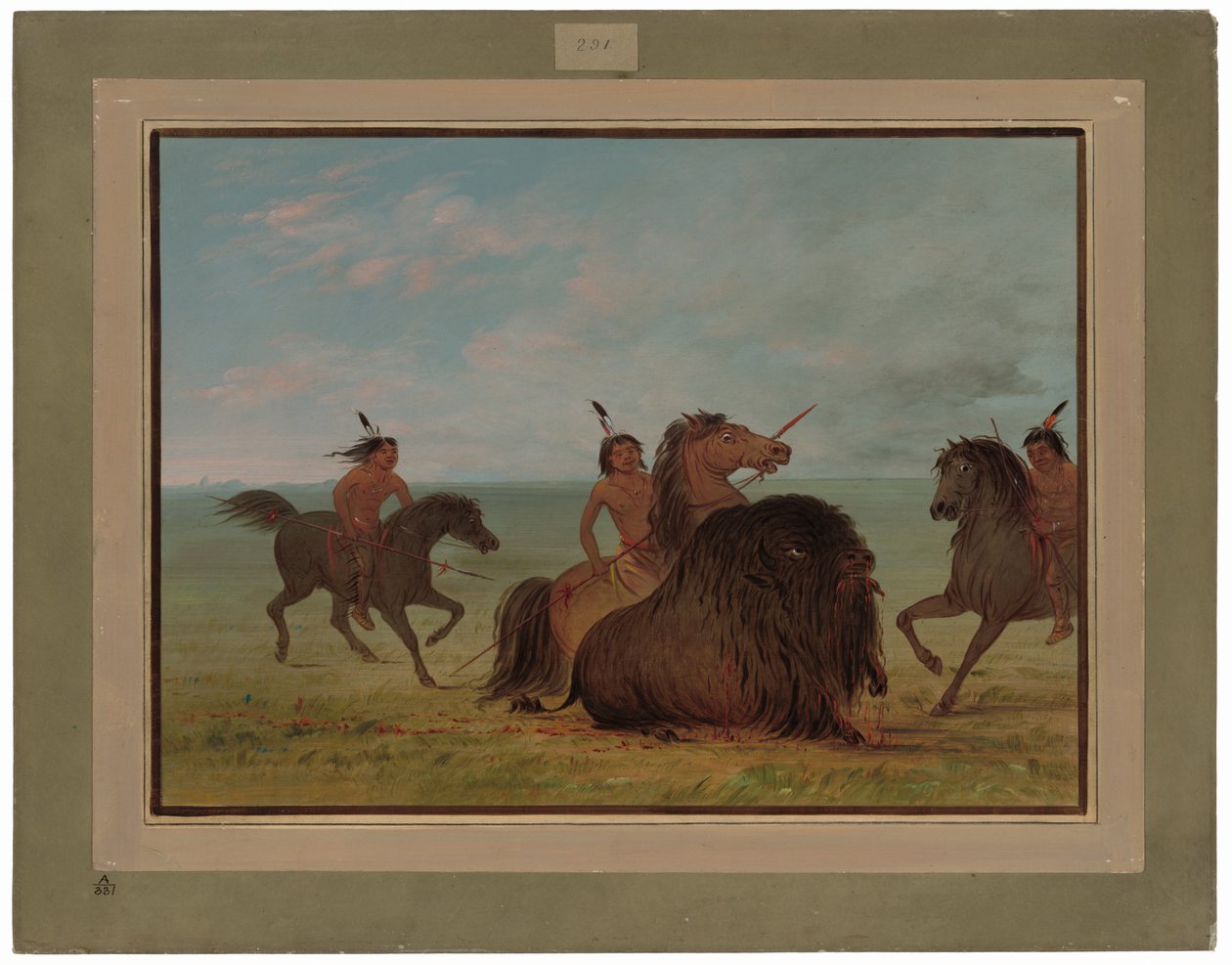 Camanchees, der skyder en bøffeltyr af George Catlin