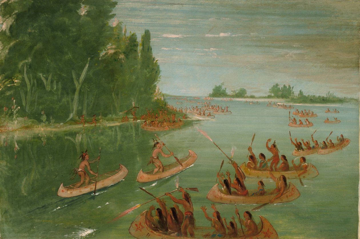 Kanoræs nær Sault Ste. Marie af George Catlin