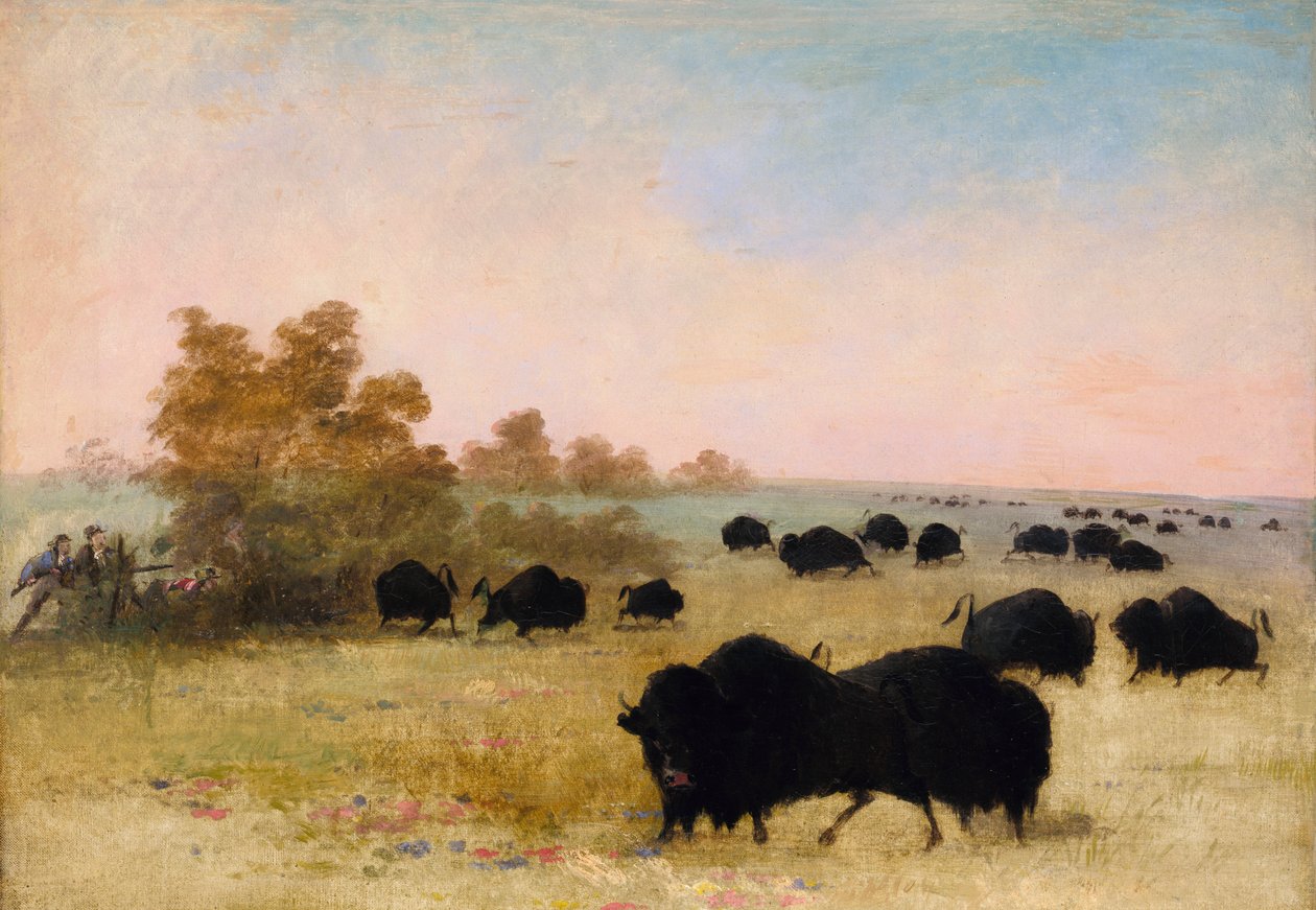 Catlin og Party Stalking Buffalo, Upper Missouri, 1846-1848. af George Catlin
