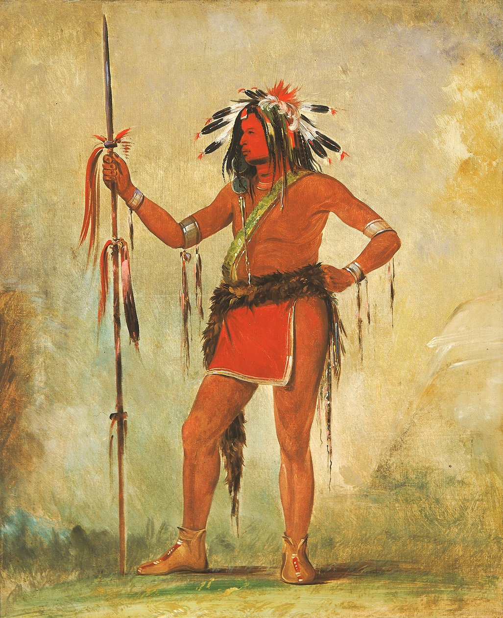 Cáh-be-múb-bee, Han der sidder overalt, en modig, 1835. af George Catlin