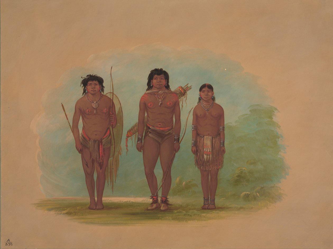 Chaco Chief, hans kone og en kriger, 18541869. af George Catlin