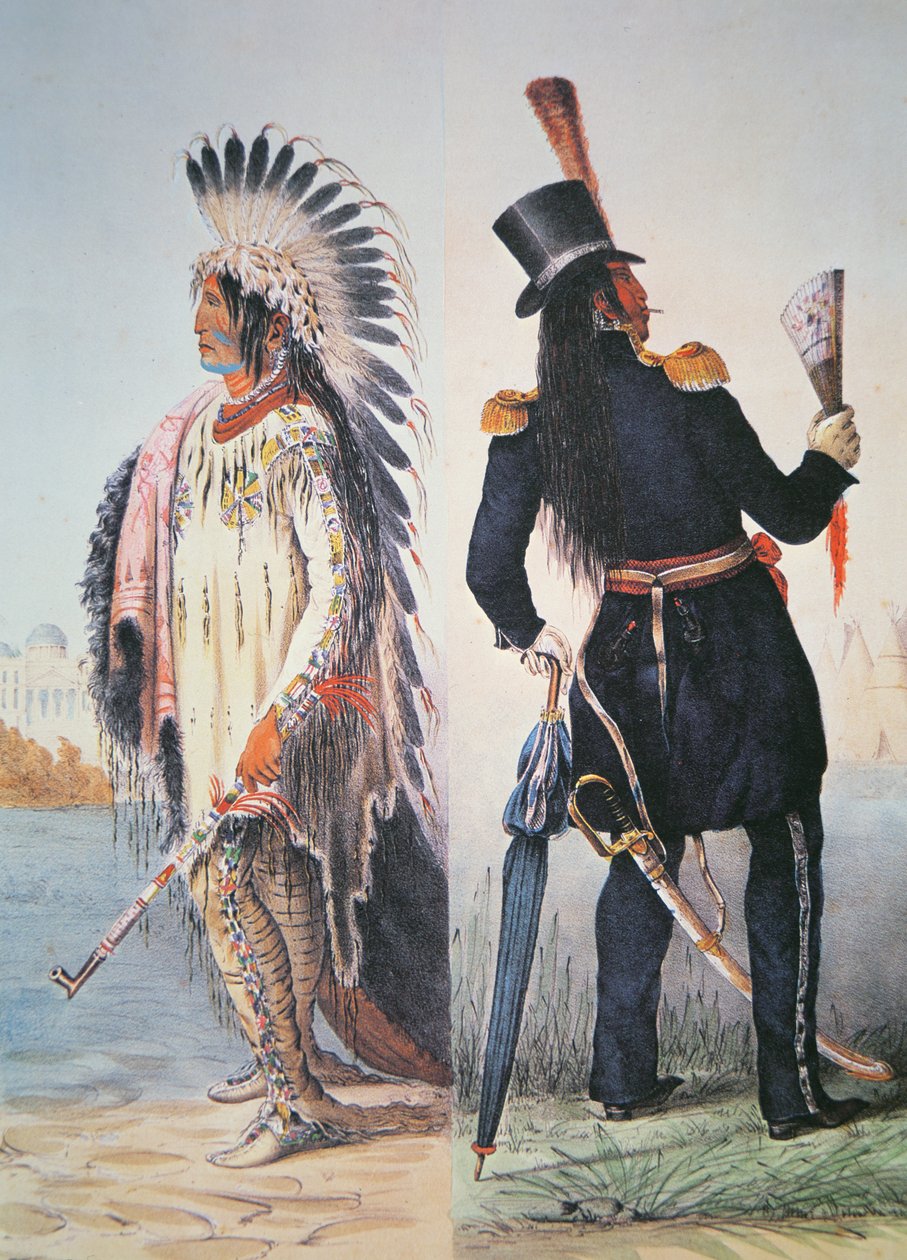 Indianernes civilisation, ca. 1833 (farvelitografi) af George Catlin