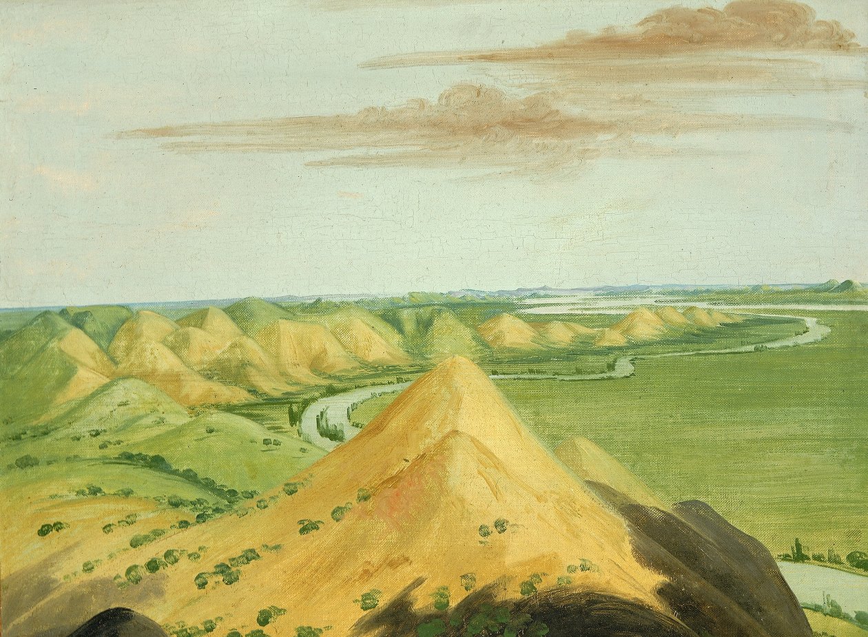 Clay Bluffs, tyve kilometer over Mandans af George Catlin