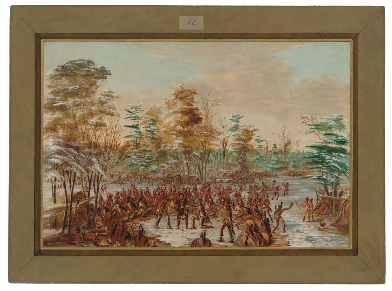 De Tonty søger fred i irokeserlandsbyen.  2. januar 1680 af George Catlin