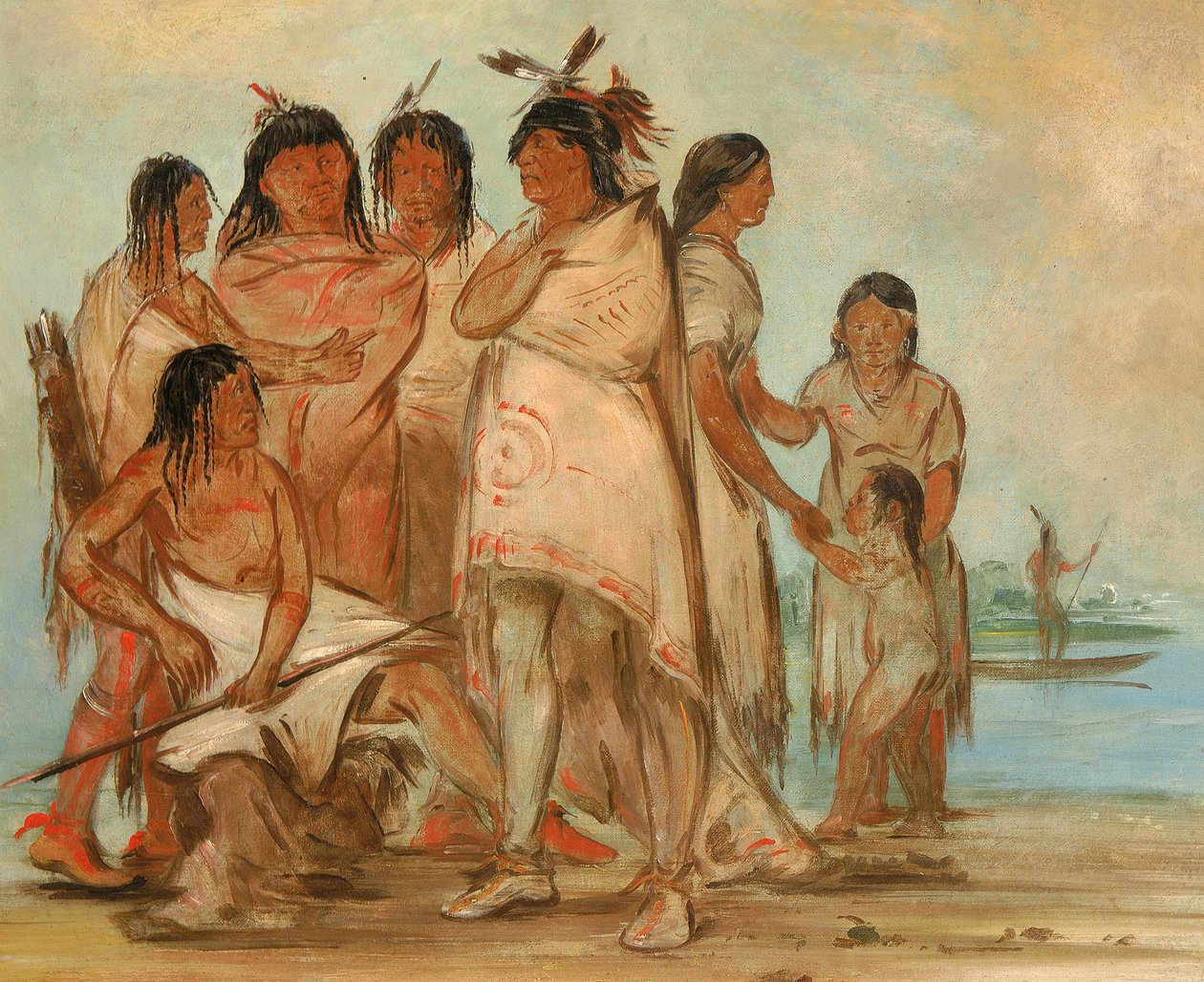 Du-cór-re-a, høvding for stammen og hans familie, 1830 af George Catlin