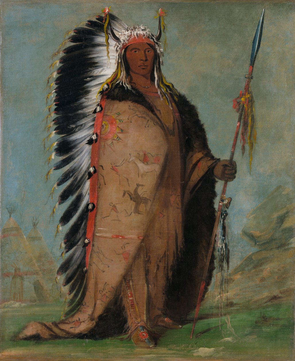 Ee-áh-sá-pa, Black Rock, a Two Kettle Chief, 1832. af George Catlin