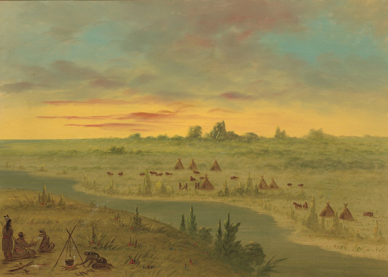 Pawnee-indianernes lejr ved solnedgang, 18611869. af George Catlin