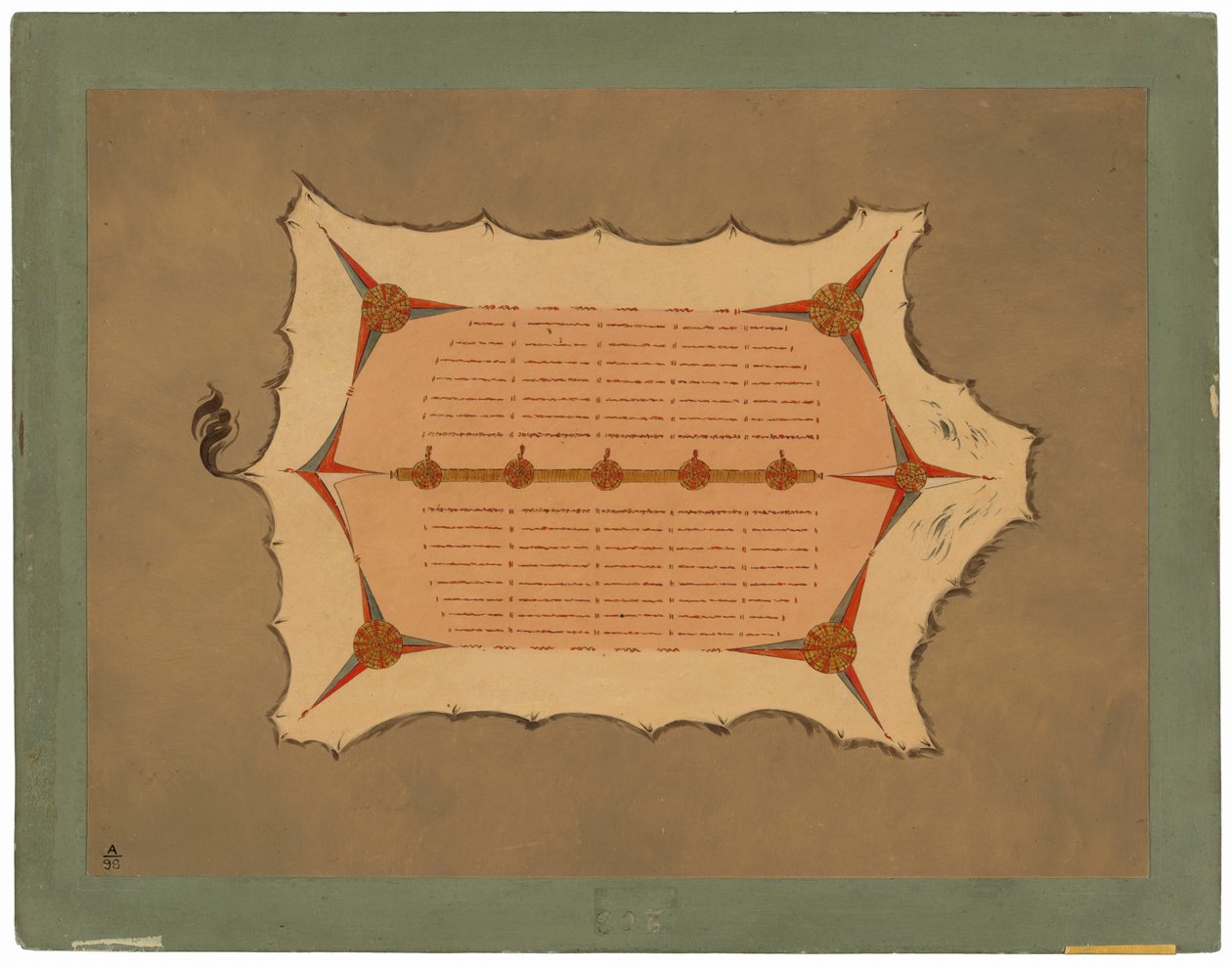 Faksimile af en Sioux-kappe med pindsvinsfjer af George Catlin