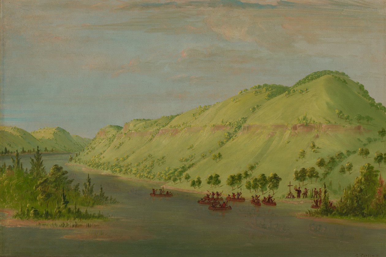 Fader Hennepin forlader Mississippi for at slutte sig til La Salle. 8. maj 1680, 18471848. af George Catlin