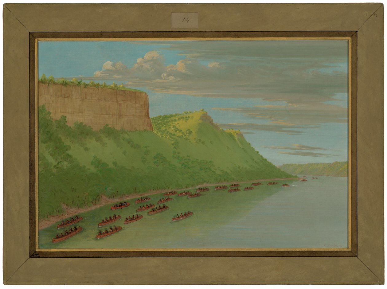 Fader Hennepin og ledsagere passerer elskerens spring. april 1680 af George Catlin