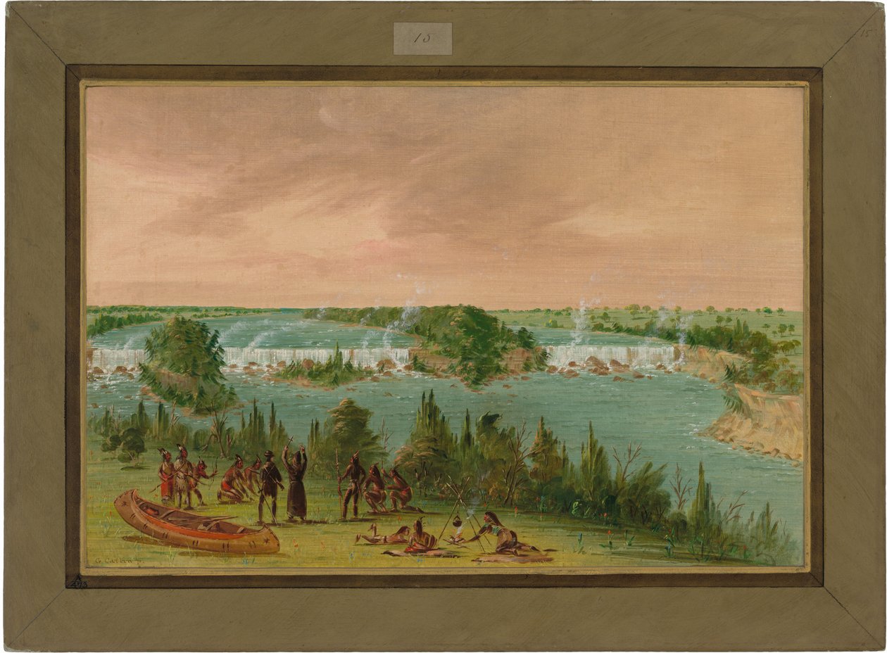 Fader Hennepin og ledsagere ved St. Anthony-vandfaldene. 1. maj 1680 af George Catlin